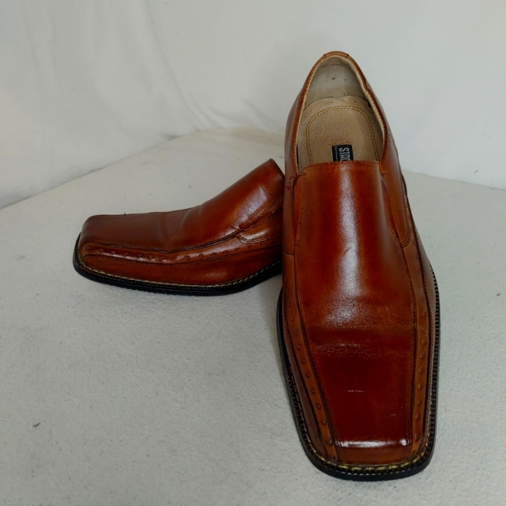 stacy adams mens Leather Oxford Brown Leather Comfort Dress Casual shoes Sz 8.5